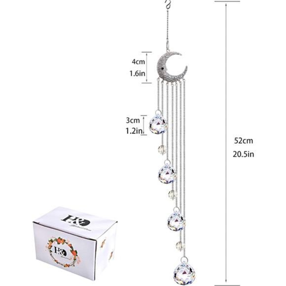 Hanging Clear Crystal Suncatcher Ornaments with Moon Decor Rainbow Maker Crystal - Picture 6 of 7